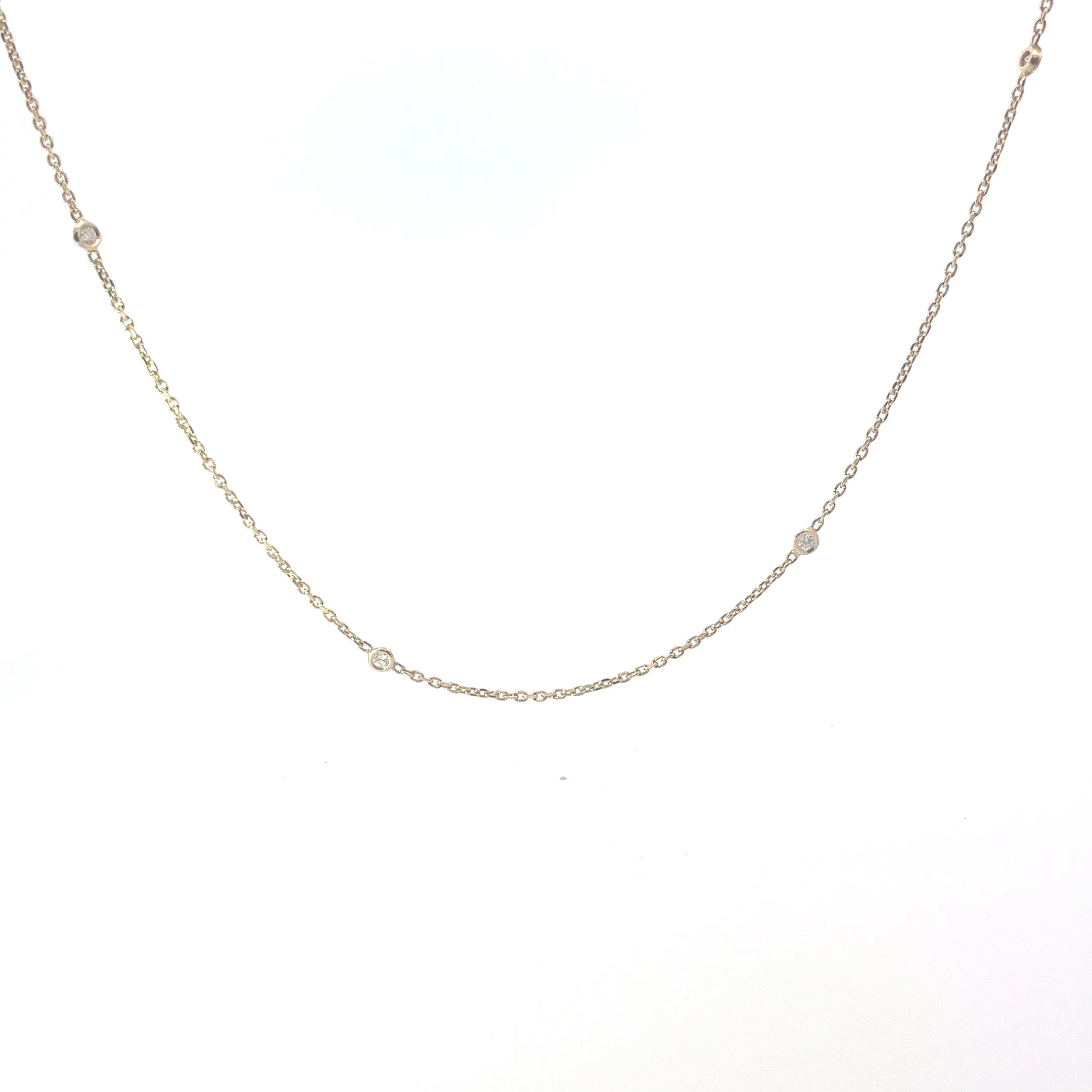 14k Yellow Gold .25ct G VS2 Round Diamond by the Yard Necklace 16"inch