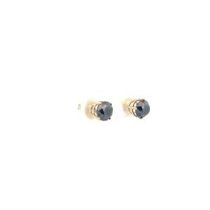 14K YELLOW GOLD 2CT BLACK DIAMOND STUD EARRINGS