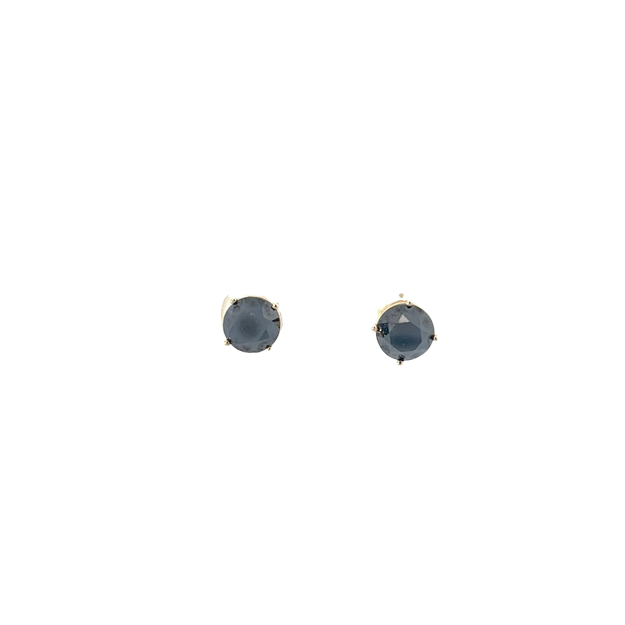 14K YELLOW GOLD 2CT BLACK DIAMOND STUD EARRINGS