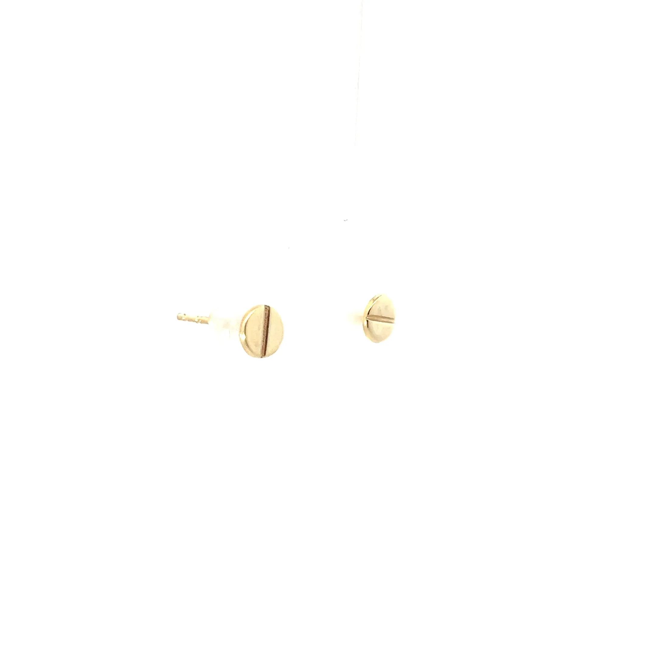 14K Yellow Gold Round Screw Design Stud Earrings 6mm