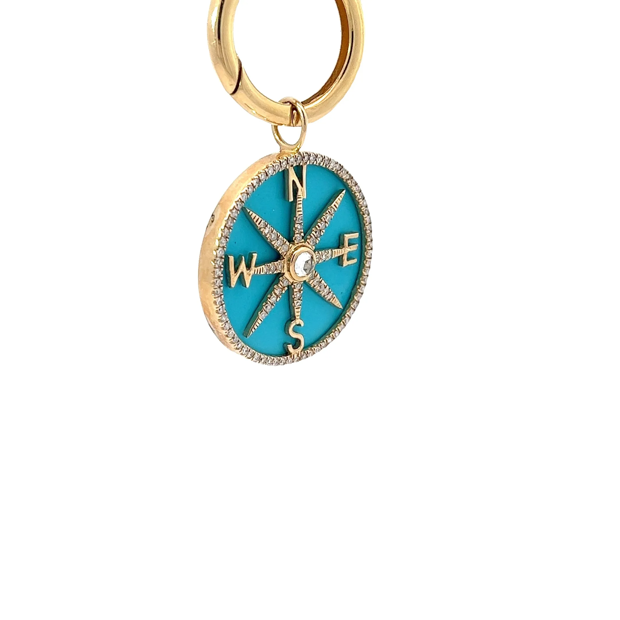 14k Yellow Gold Turquoise and .36ct G SI1 Round Diamond Necklace