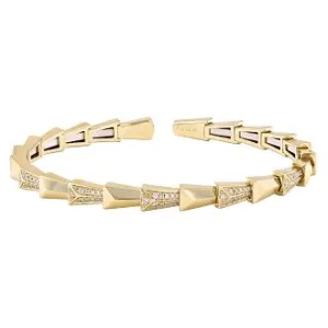 14KT Gold Diamond Rochelle Cuff Bangle Bracelet