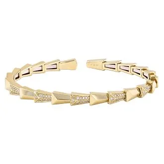 14KT Gold Diamond Rochelle Cuff Bangle Bracelet