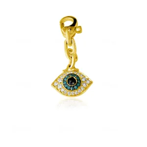 14KT Gold Diamond Small / Medium Evil Eye Enhancer Pendant Charm