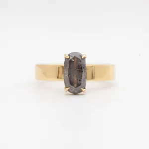 1.87 ct Salt & Pepper Oval Temple Solitaire