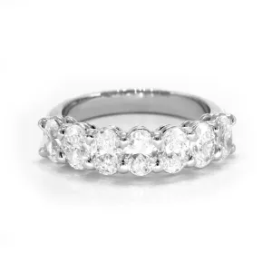 1.88 ct. Oval Diamond Wedding Ring , Shared Prong Set 7 Stone Band
