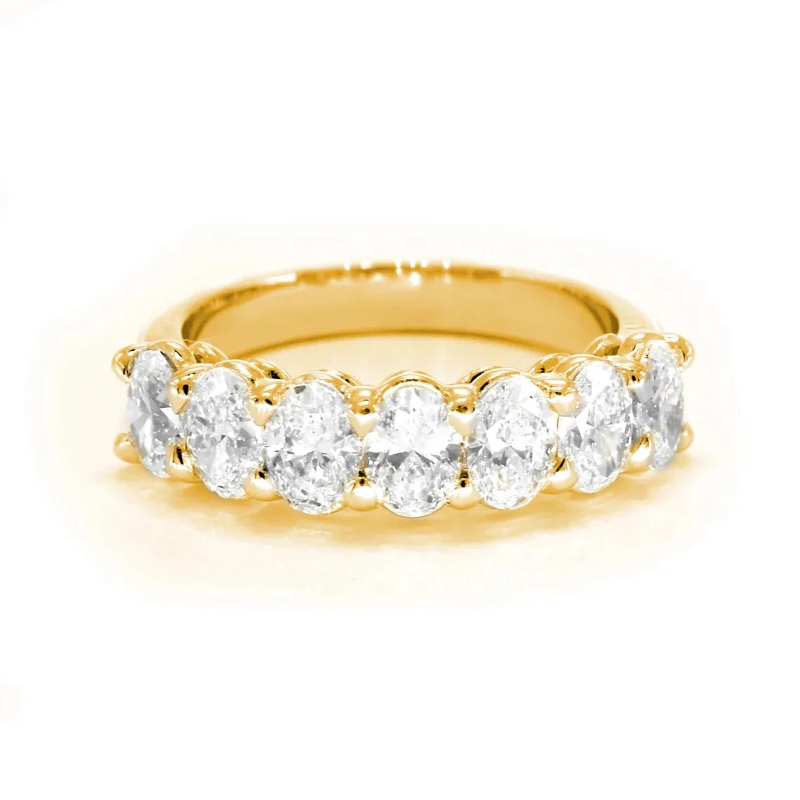 1.88 ct. Oval Diamond Wedding Ring , Shared Prong Set 7 Stone Band