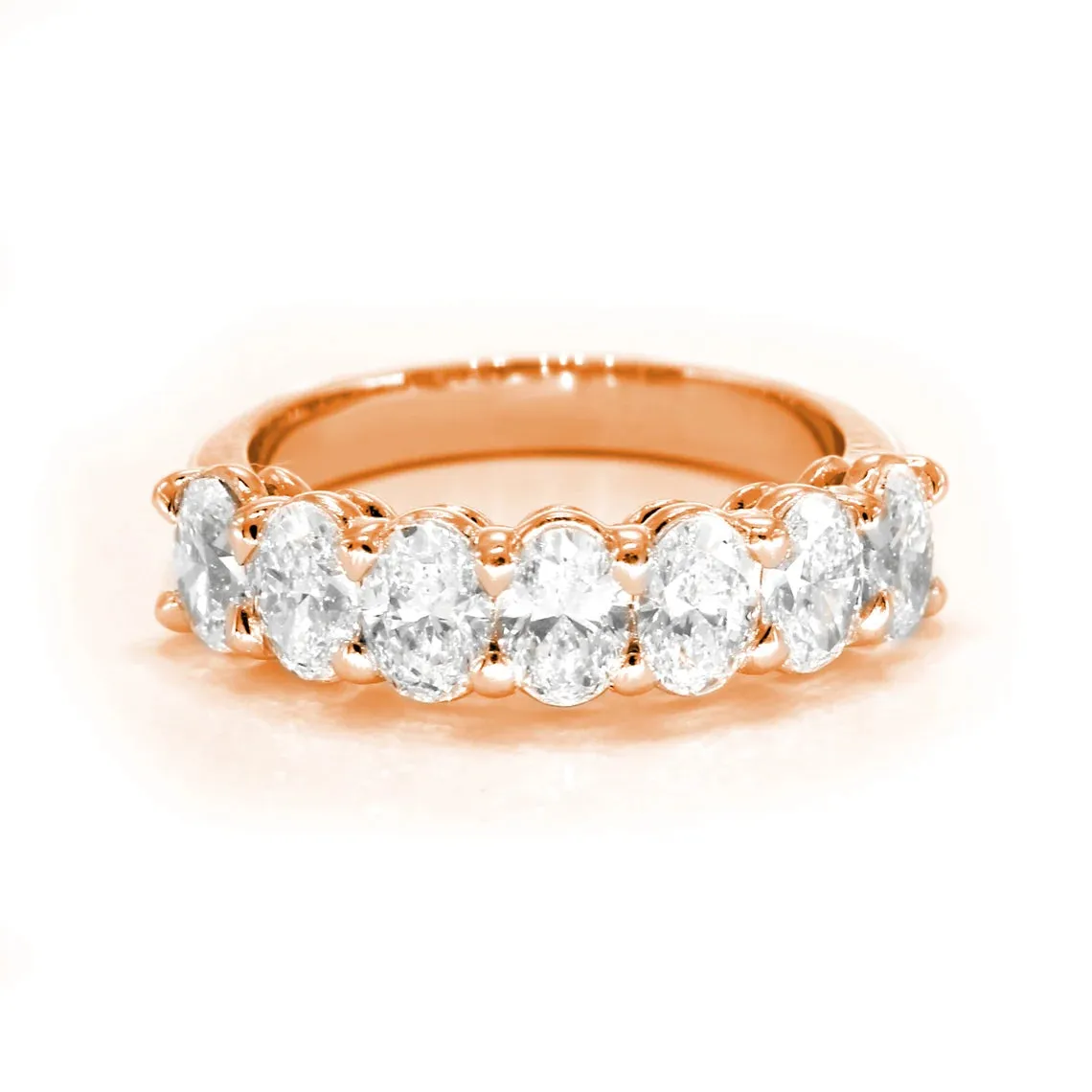 1.88 ct. Oval Diamond Wedding Ring , Shared Prong Set 7 Stone Band
