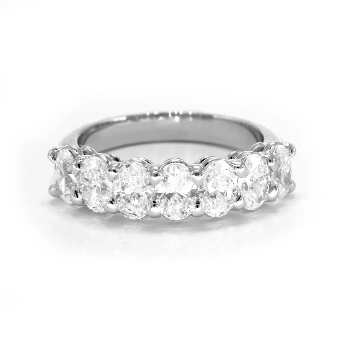 1.88 ct. Oval Diamond Wedding Ring , Shared Prong Set 7 Stone Band