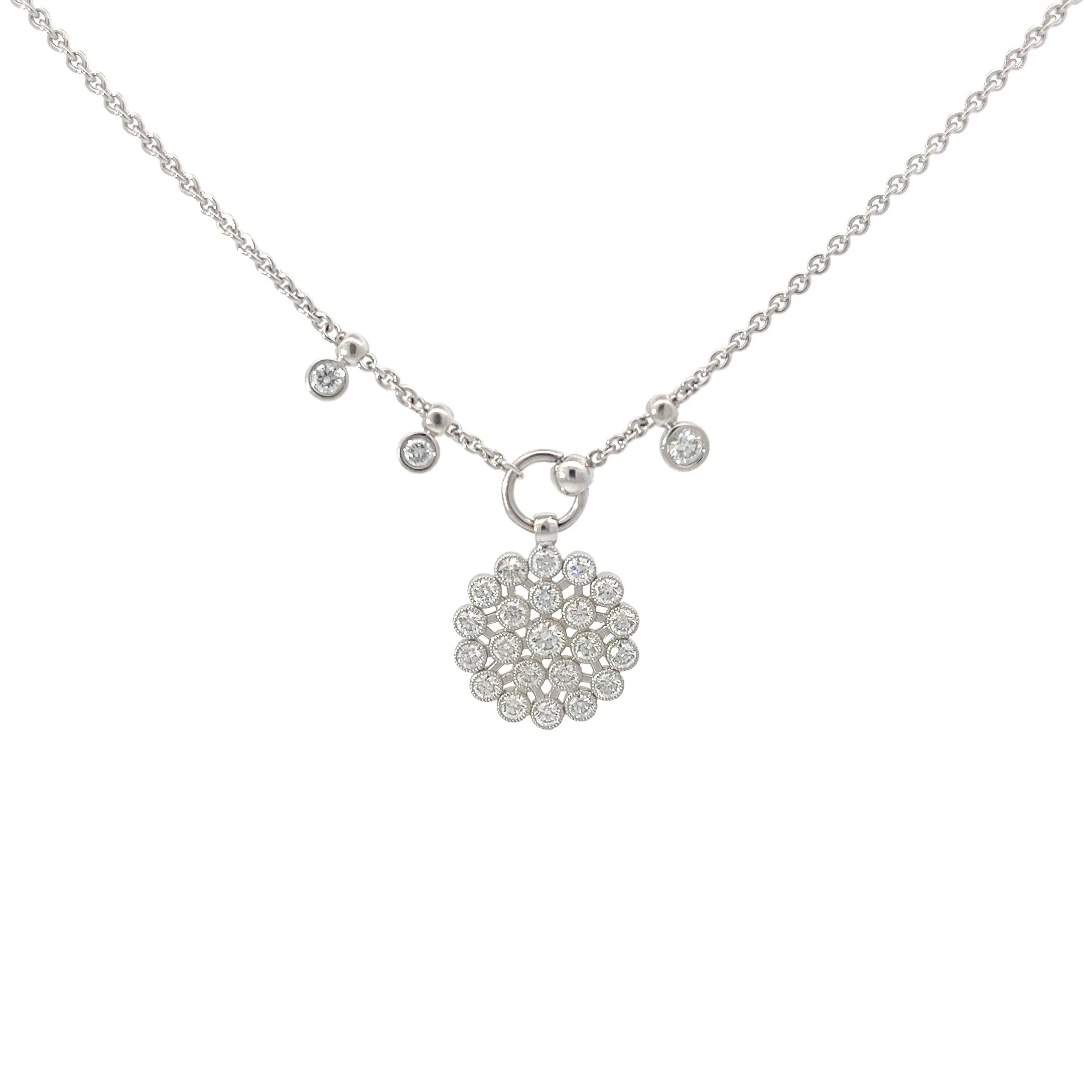 18K WHITE GOLD 1.56CT EVVS DIAMOND SNOWFLAKE CHOKER NECKLACE