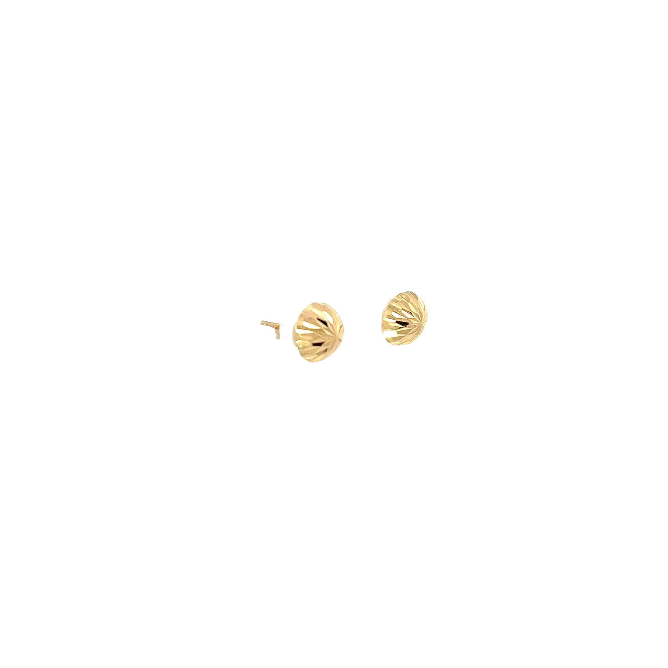 18K YELLOW GOLD DIAMOND CUT DOMED 8MM ROUND 1/2 BALL EARRING