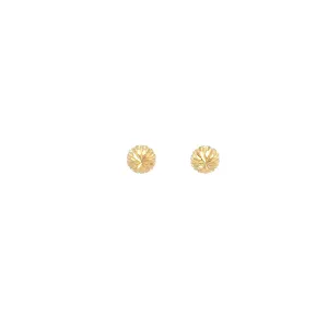 18K YELLOW GOLD DIAMOND CUT DOMED 8MM ROUND 1/2 BALL EARRING