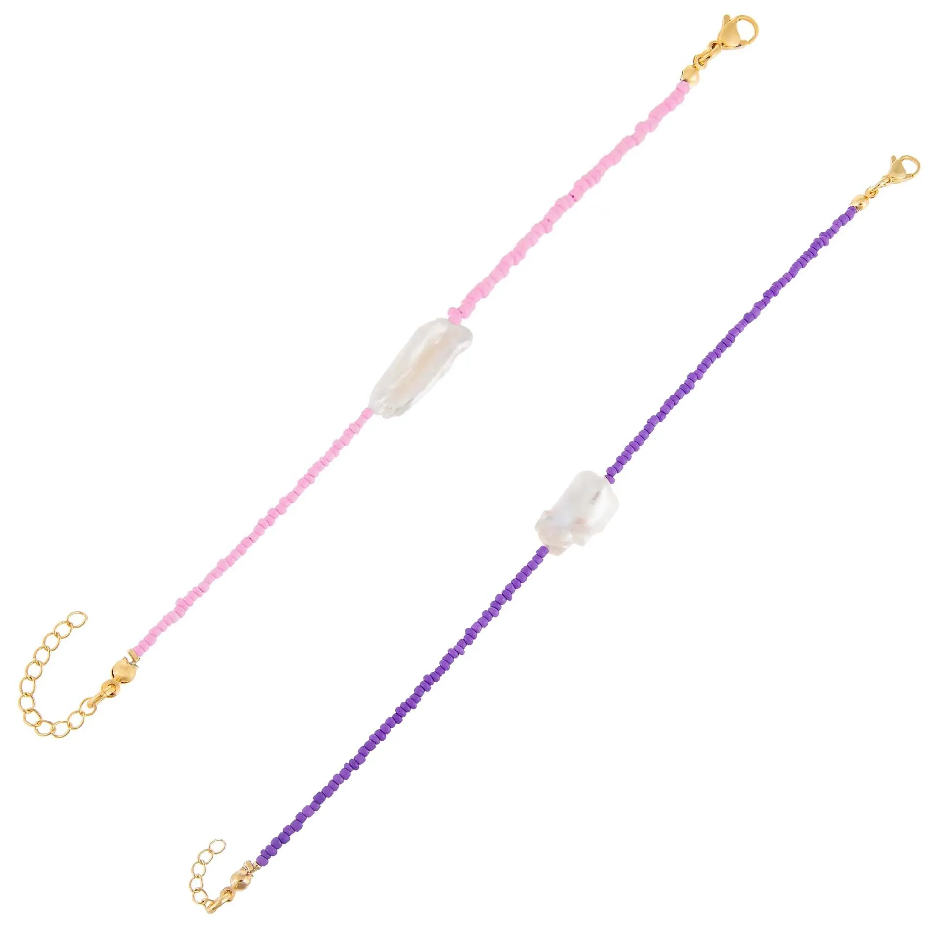 2 Piece Baroque Bead Bracelet Combo Set