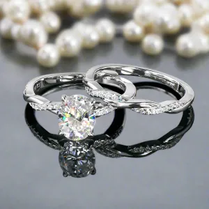 2.0 Ct Oval Cut Diamond Twisted Engagement Ring Set