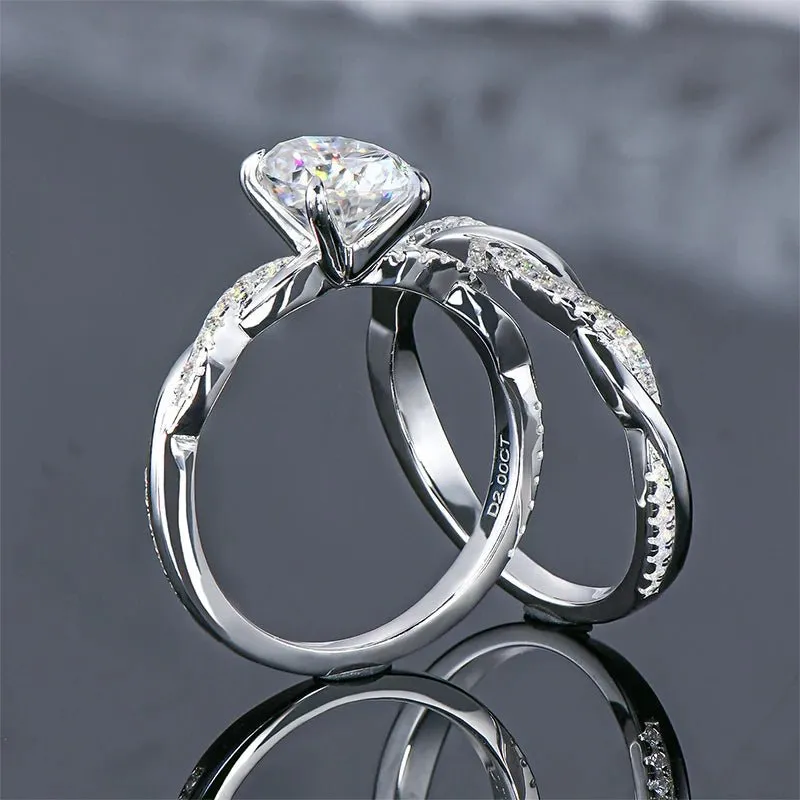 2.0 Ct Oval Cut Diamond Twisted Engagement Ring Set