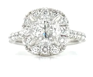 2.08CT T.W. Henri Daussi GIA Certified Cushion Cut Halo Engagement Ring