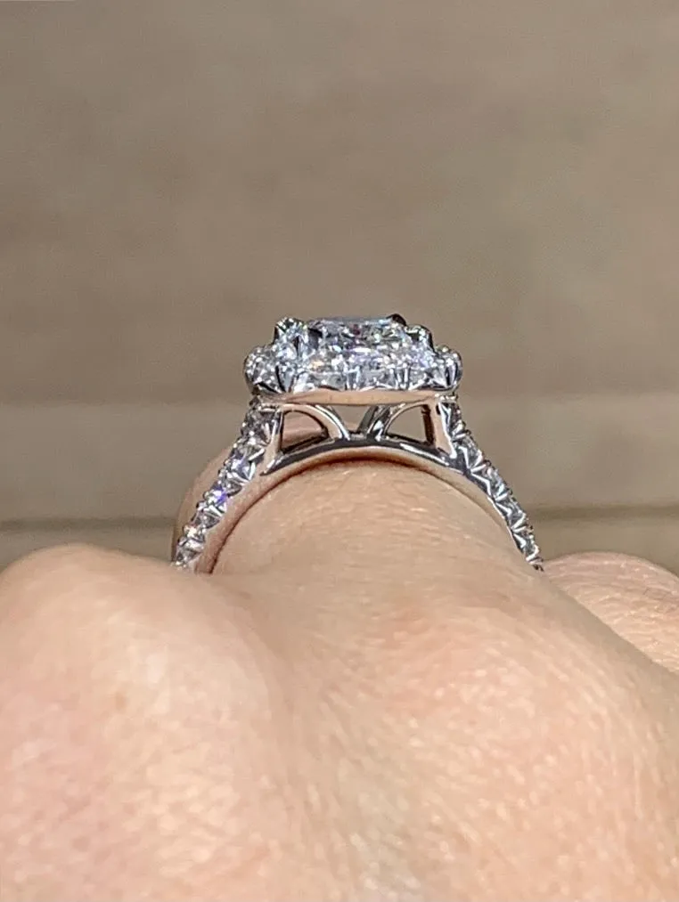 2.08CT T.W. Henri Daussi GIA Certified Cushion Cut Halo Engagement Ring