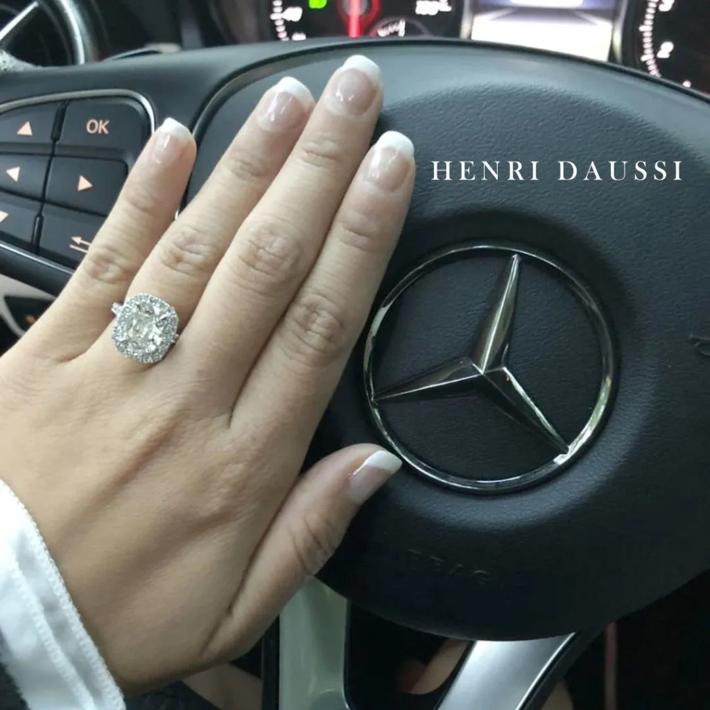2.08CT T.W. Henri Daussi GIA Certified Cushion Cut Halo Engagement Ring