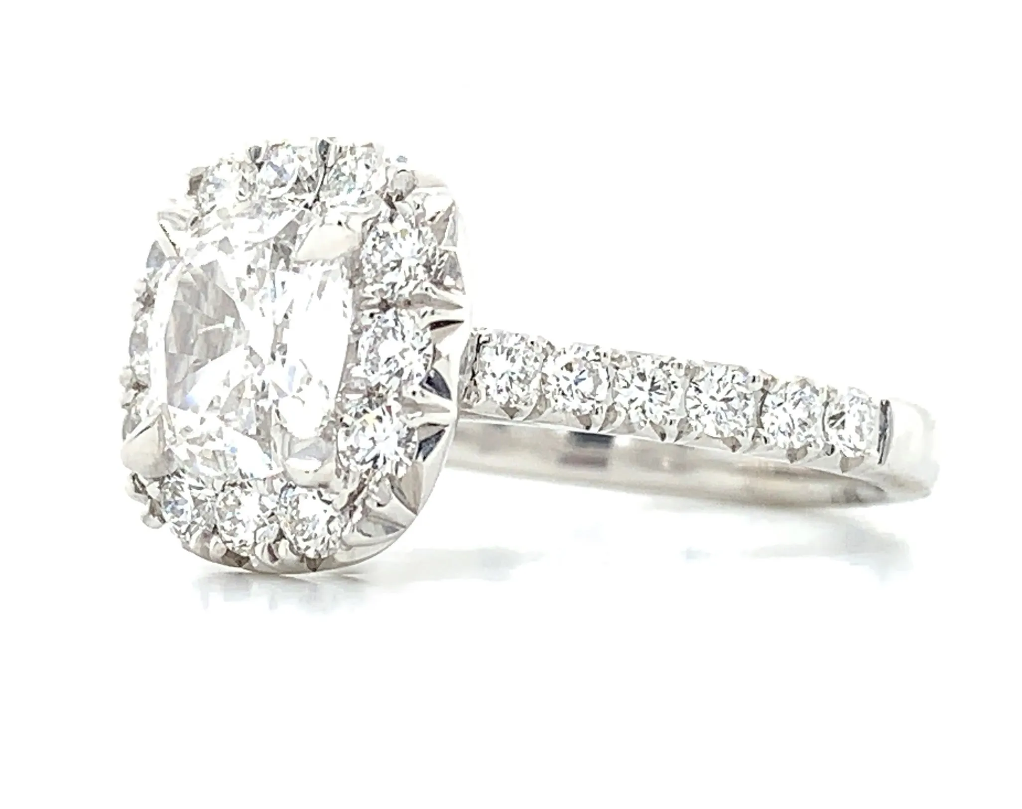 2.08CT T.W. Henri Daussi GIA Certified Cushion Cut Halo Engagement Ring