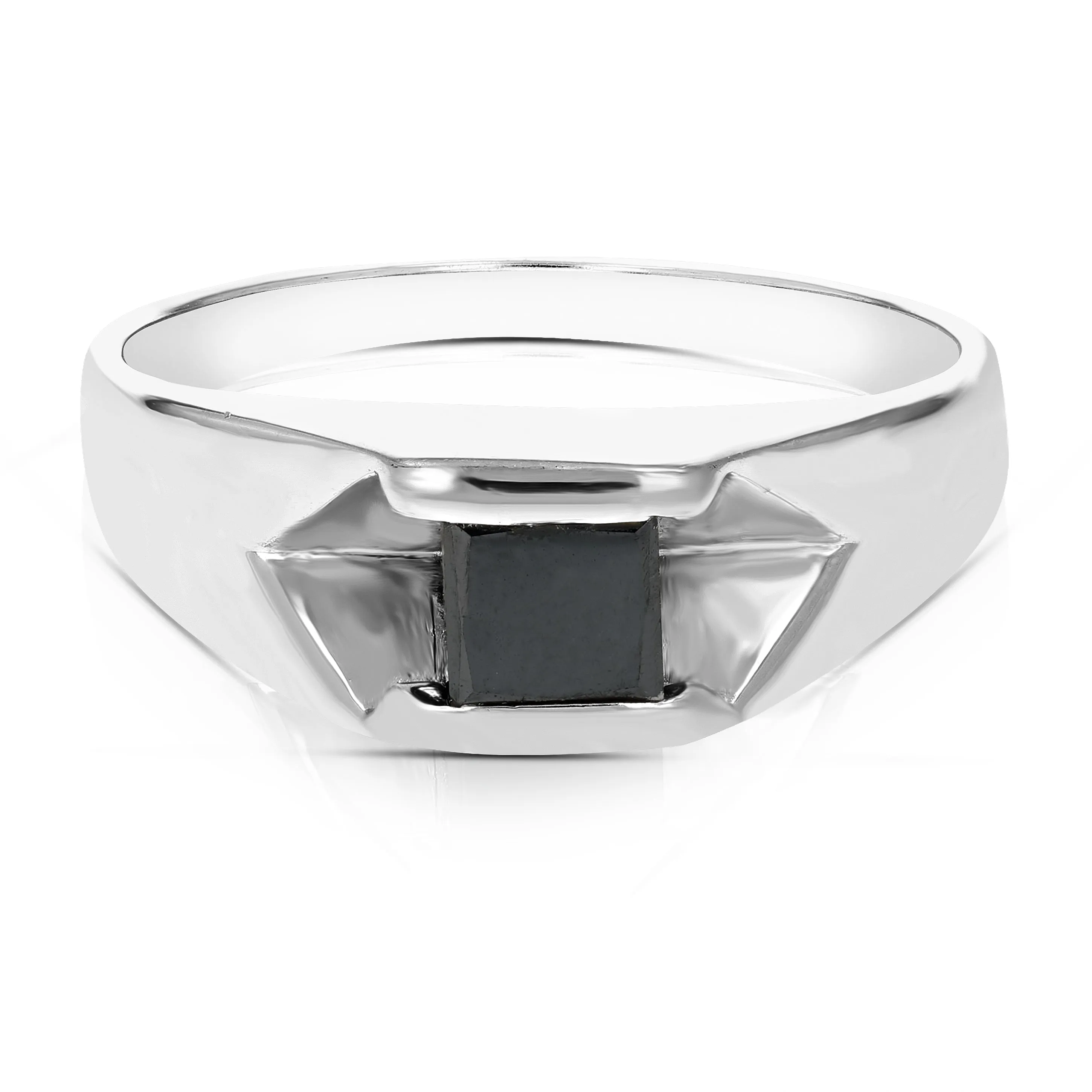 2/5 cttw Black Princess Diamond Engagement Ring in Sterling Silver