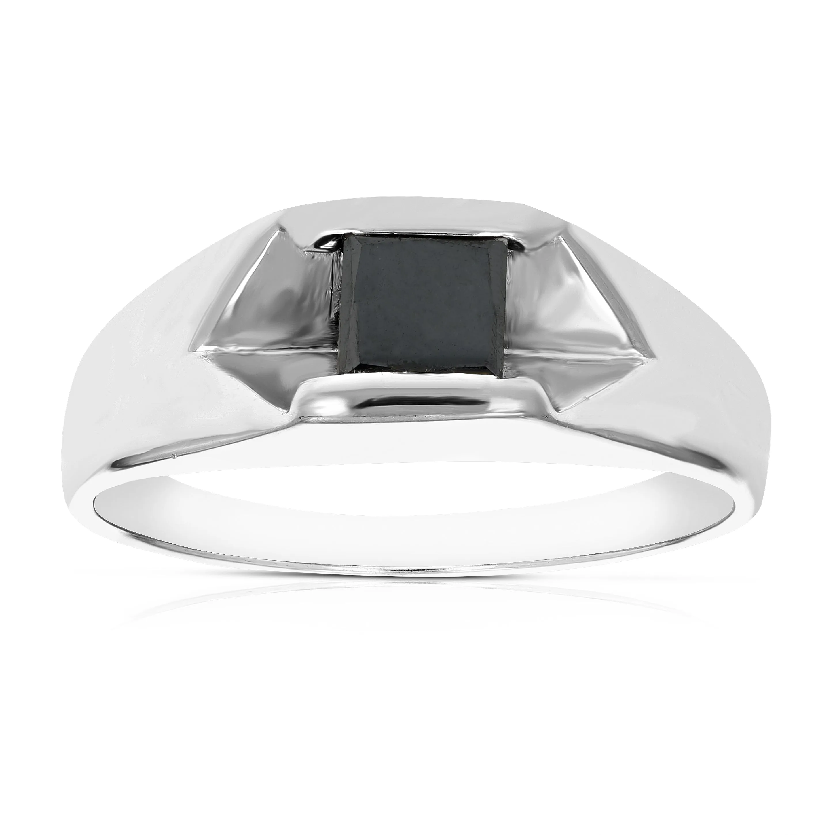 2/5 cttw Black Princess Diamond Engagement Ring in Sterling Silver