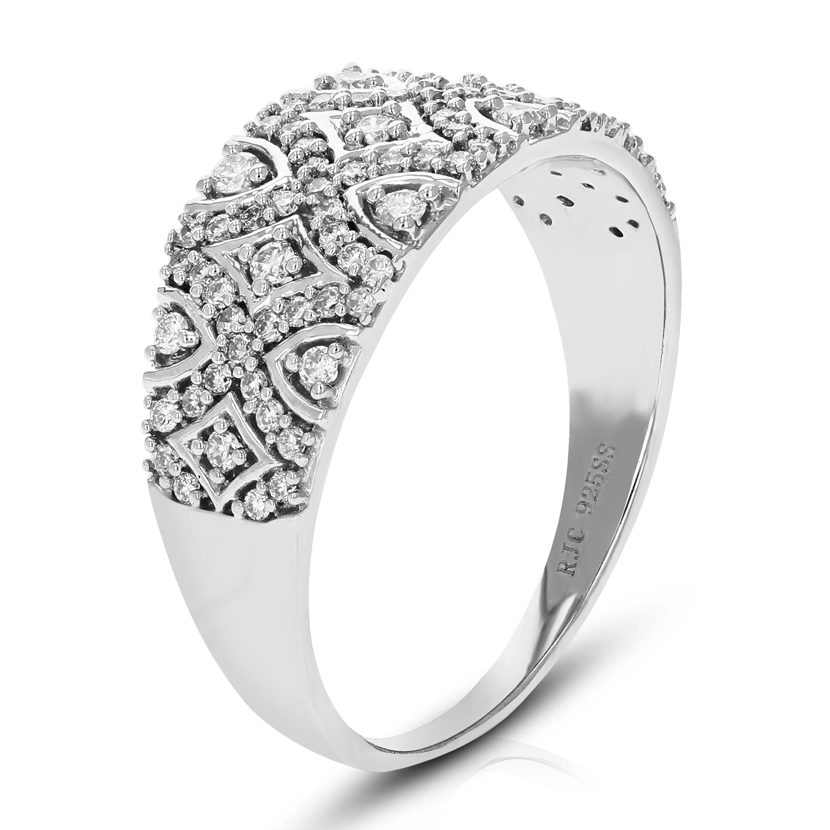 2/5 cttw Lab Grown Diamond Blossom Wedding Band Sterling Silver