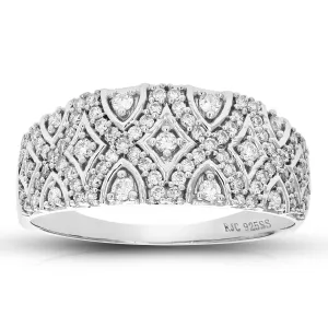 2/5 cttw Lab Grown Diamond Blossom Wedding Band Sterling Silver