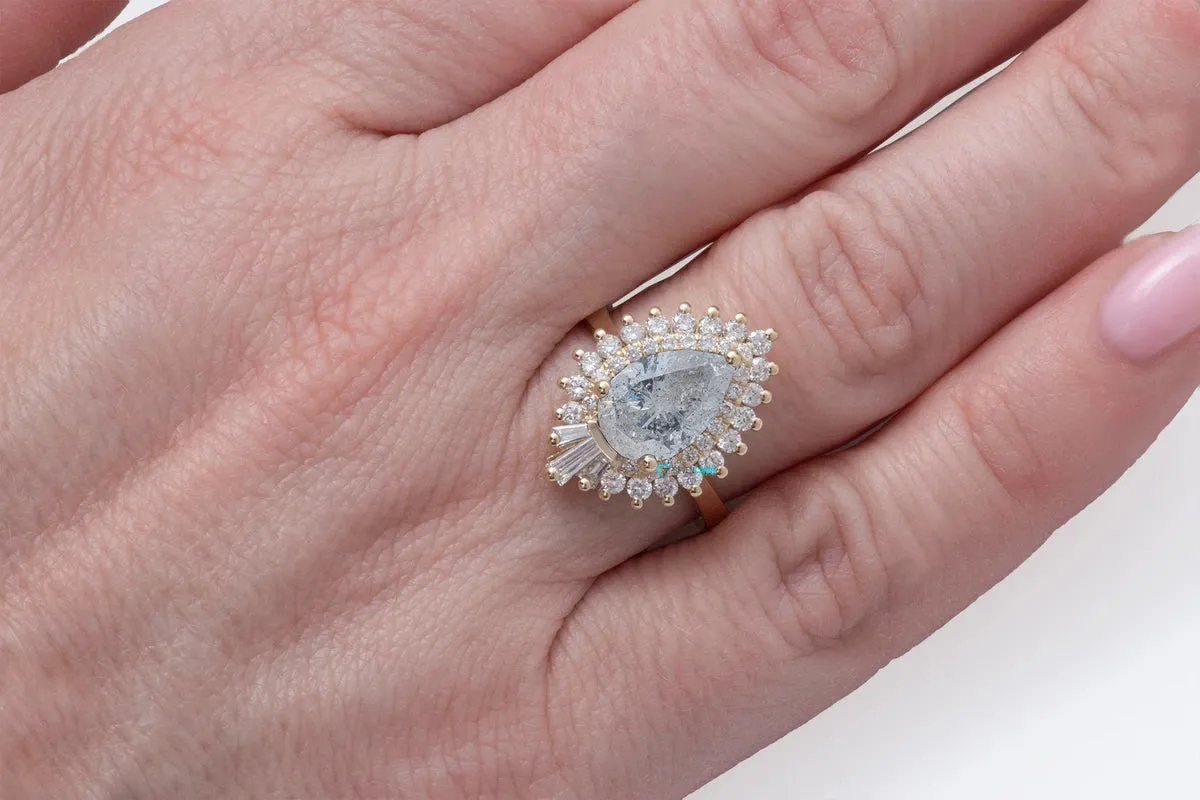 2.7 ct  salt and pepper diamond- Vintage Gatsby Engagement Rings 14k 18k yellow gold
