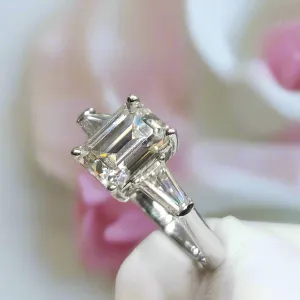 2ct Emerald Cut Diamond Three Stone Engagement Ring