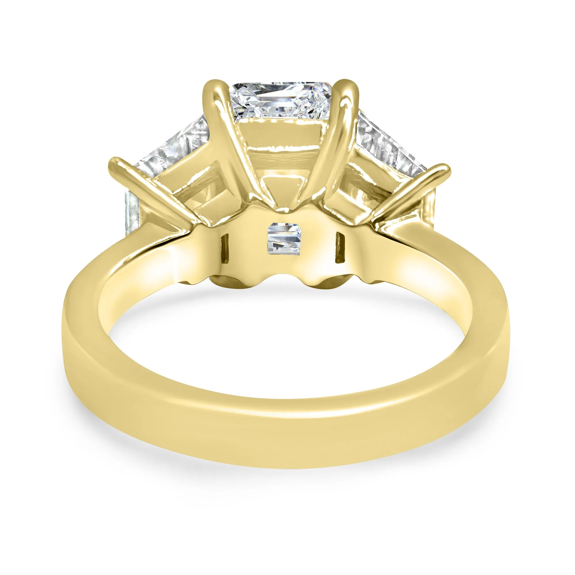3 Carat Emerald Cut and Trapezoid Diamond 3-Stone Engagement Ring | 14k White, Rose, or Yellow Gold | IGI Certified E VS1