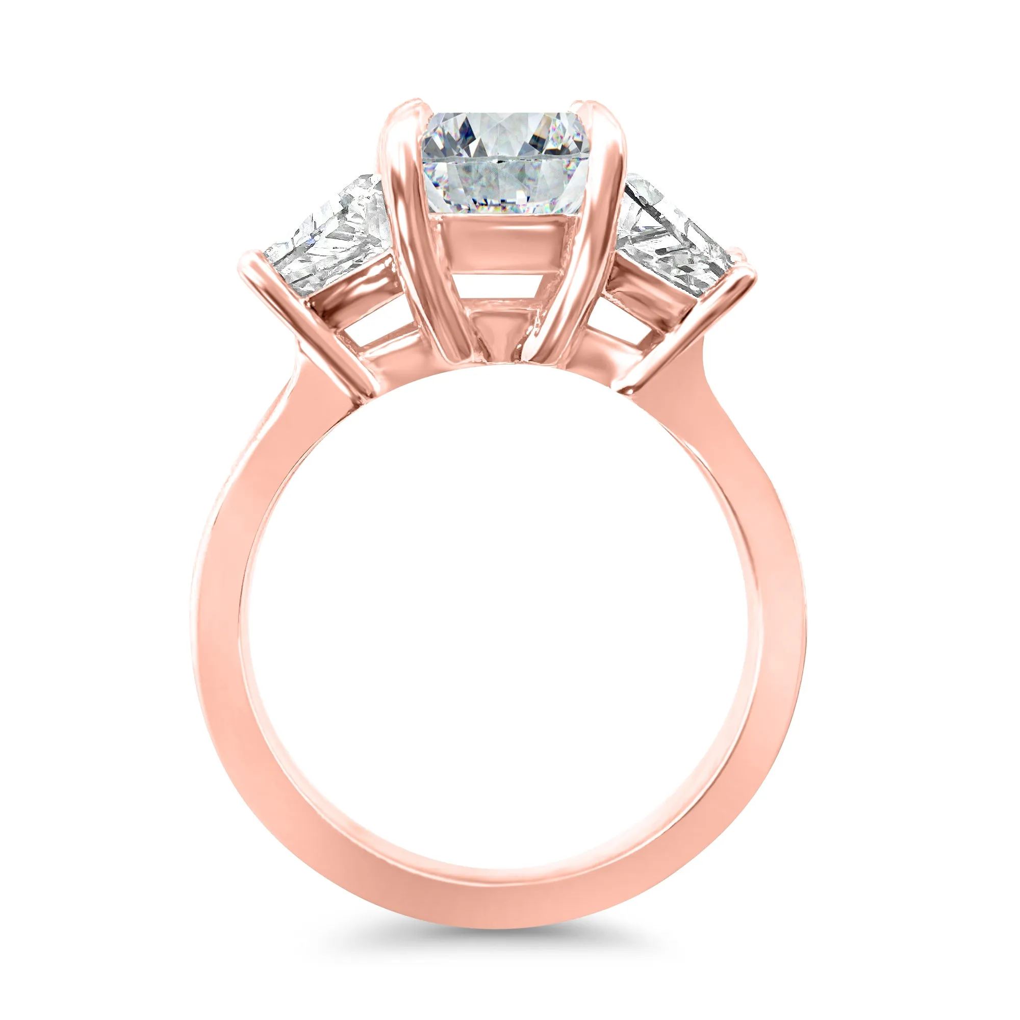 3 Carat Emerald Cut and Trapezoid Diamond 3-Stone Engagement Ring | 14k White, Rose, or Yellow Gold | IGI Certified E VS1