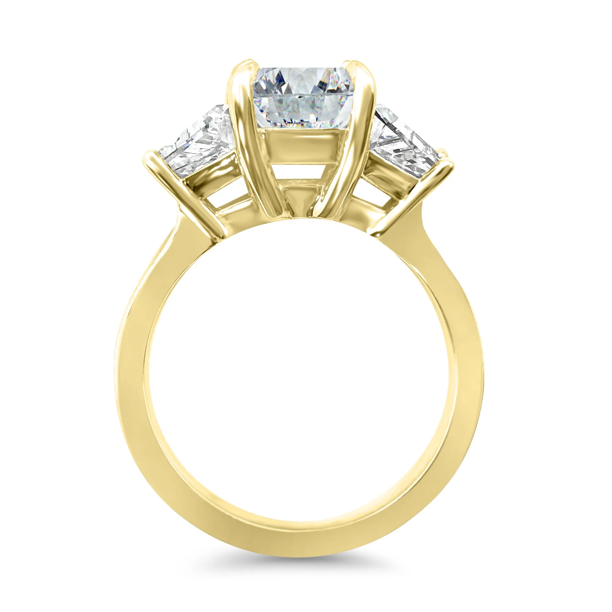 3 Carat Emerald Cut and Trapezoid Diamond 3-Stone Engagement Ring | 14k White, Rose, or Yellow Gold | IGI Certified E VS1