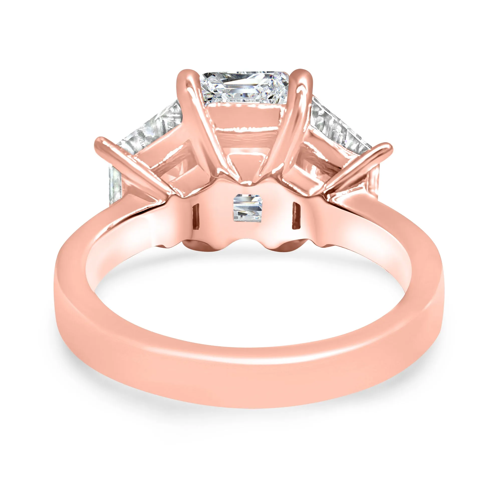 3 Carat Emerald Cut and Trapezoid Diamond 3-Stone Engagement Ring | 14k White, Rose, or Yellow Gold | IGI Certified E VS1