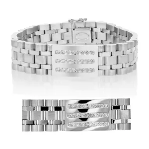 3 cttw Diamond Italian Bracelet in 14K White Gold