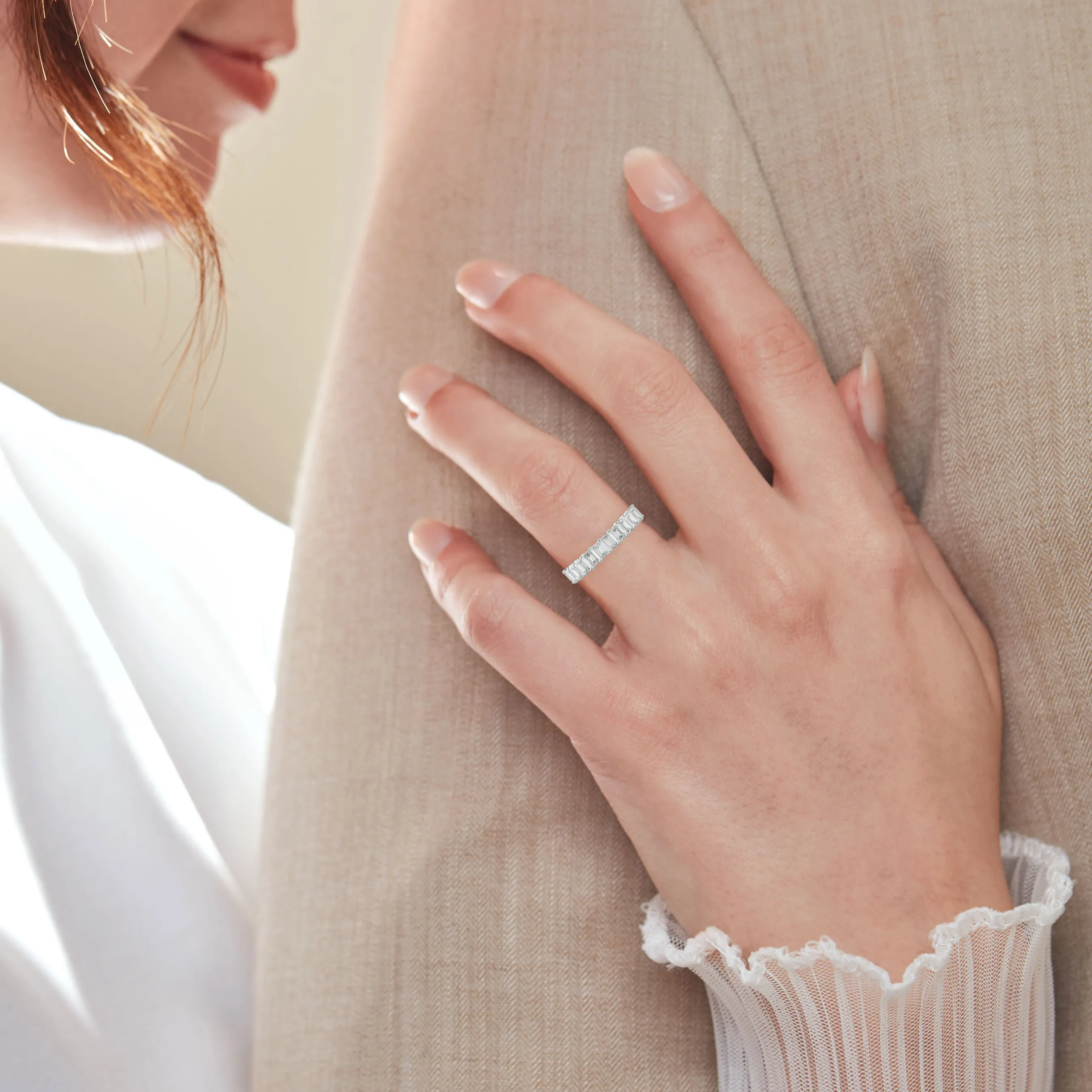 3.0 Carat Emerald Diamond Anniversary Band