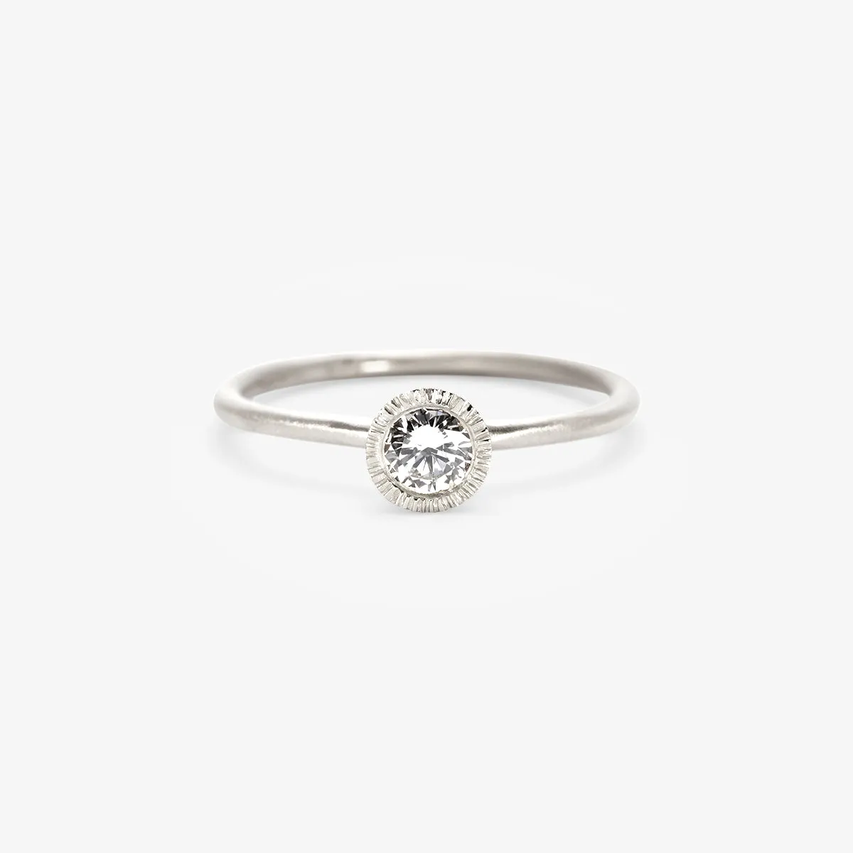 4mm White Diamond Round Brilliant Solitaire Ring | R11304W