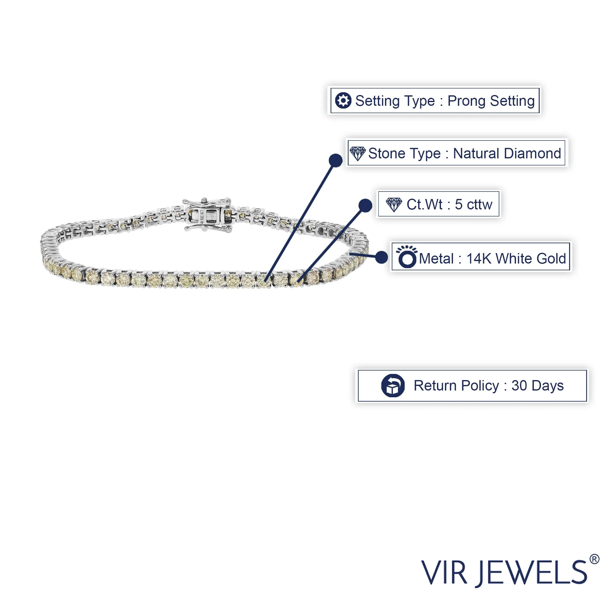 5 cttw Diamond Classic Tennis Bracelets in 14K White Gold