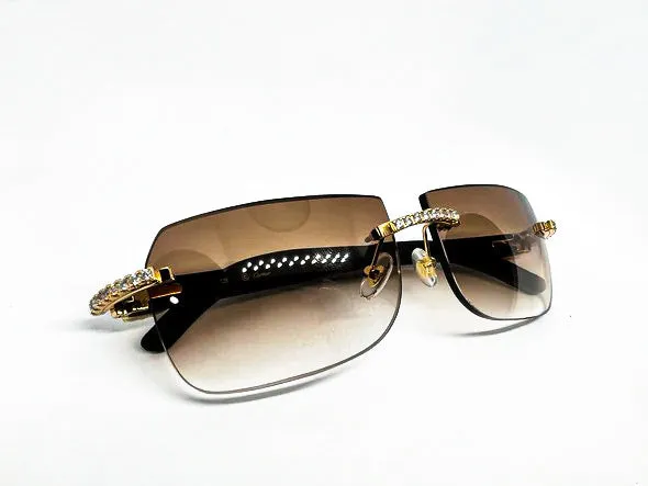 5pc Gold Diamond Set w/ Light Brown Tinted Lenses