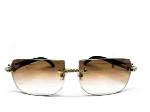 5pc Gold Diamond Set w/ Light Brown Tinted Lenses