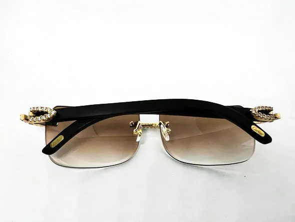 5pc Gold Diamond Set w/ Light Brown Tinted Lenses