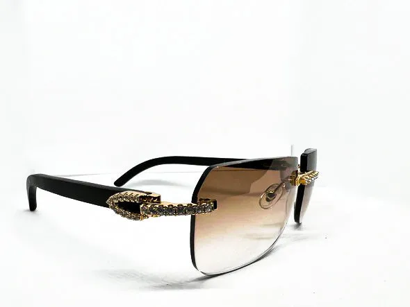 5pc Gold Diamond Set w/ Light Brown Tinted Lenses