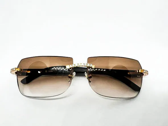 5pc Gold Diamond Set w/ Light Brown Tinted Lenses