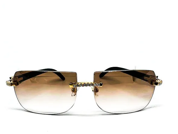 5pc Gold Diamond Set w/ Light Brown Tinted Lenses