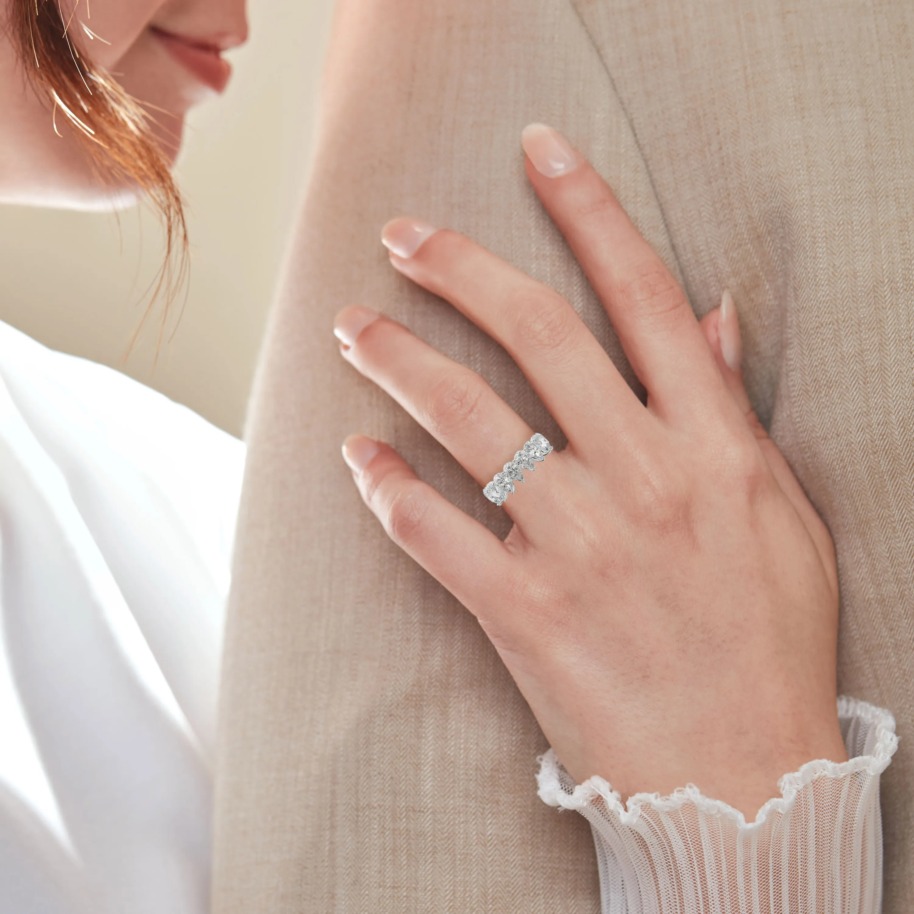 6.0 Carat Pear Shape Diamond Eternity Band Shared Prong