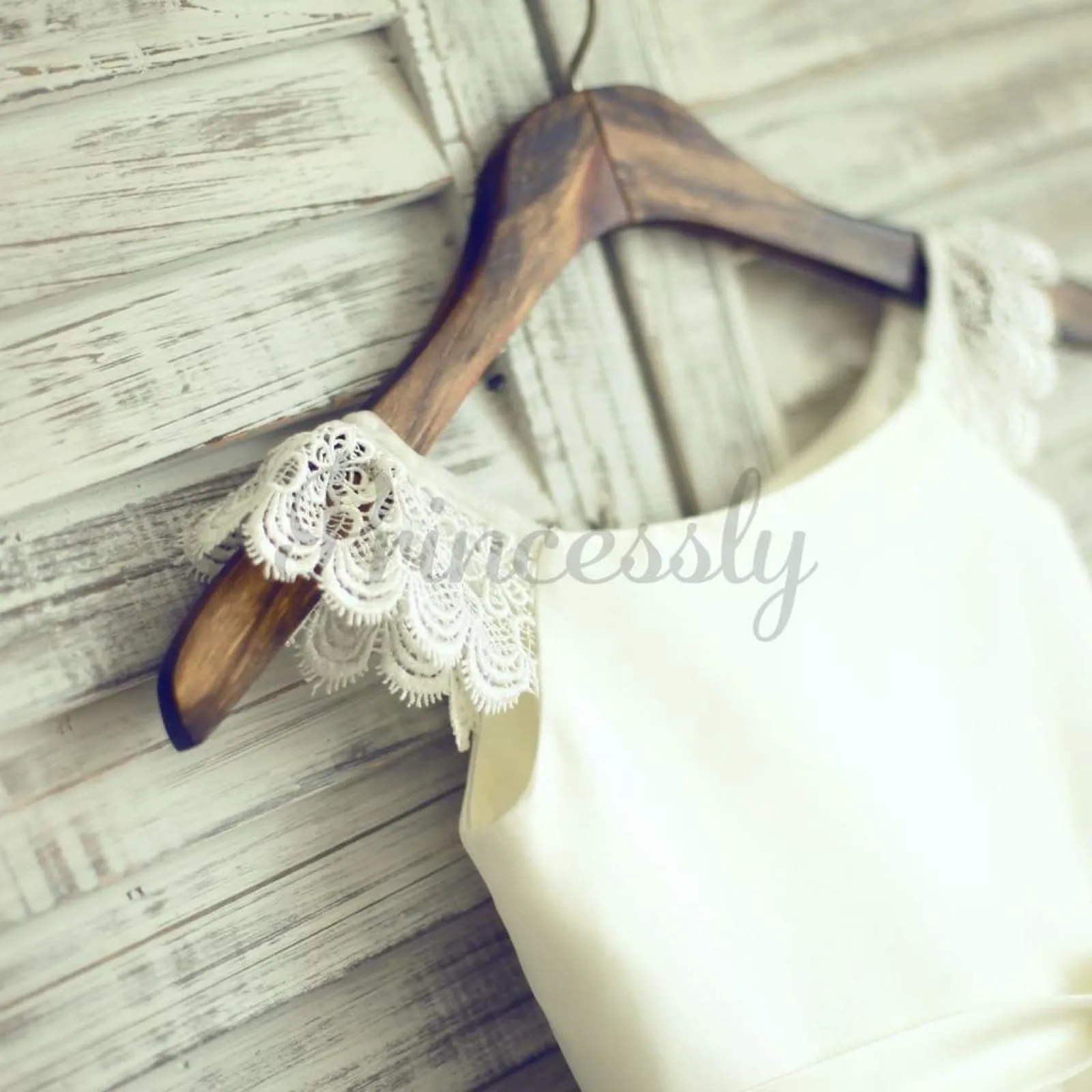 $69 SALE: Ivory Lace Cap Sleeves Tulle Flower Girl Dress with Ivory Sash