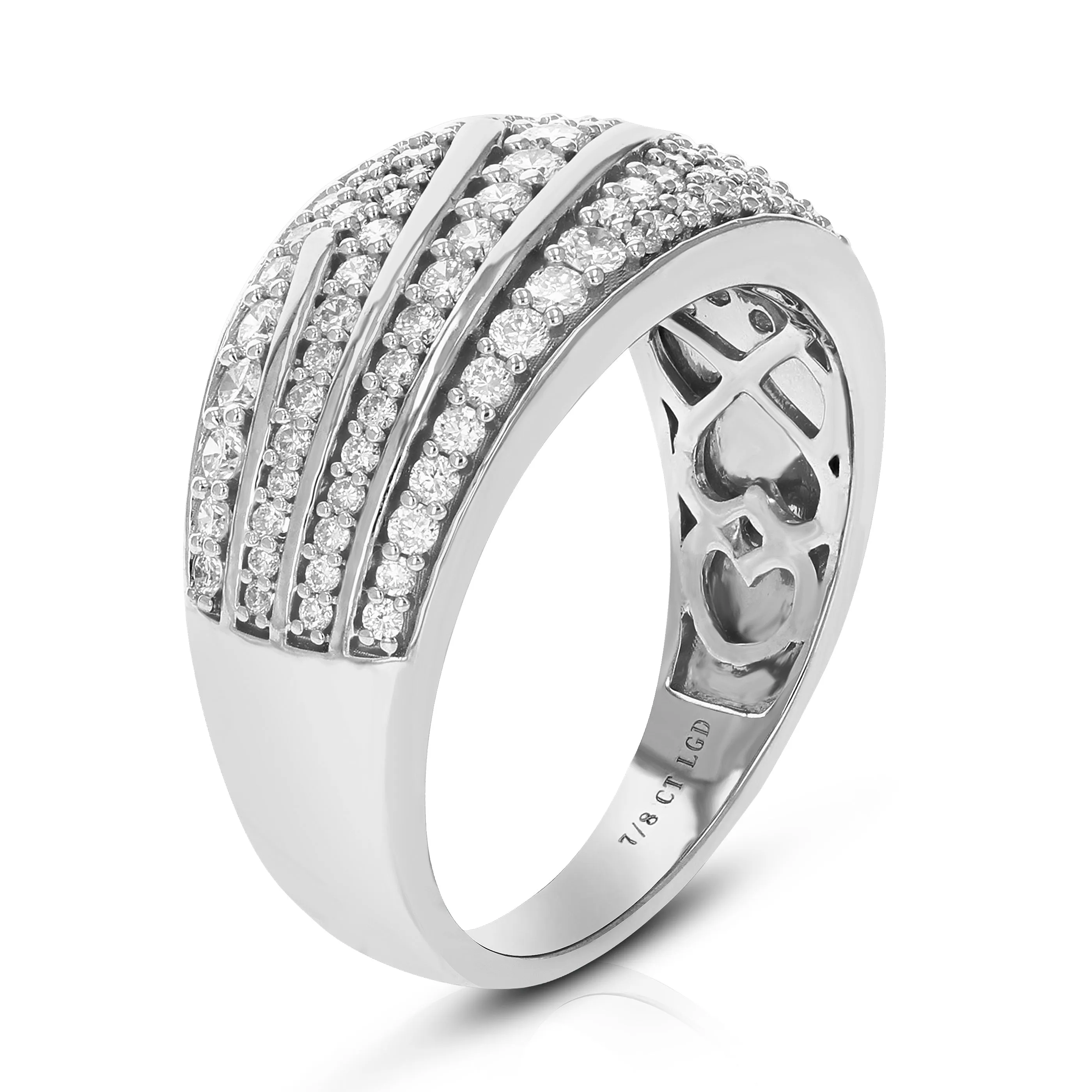 7/8 cttw Lab Grown Diamond Fashion Wedding Band Sterling Silver
