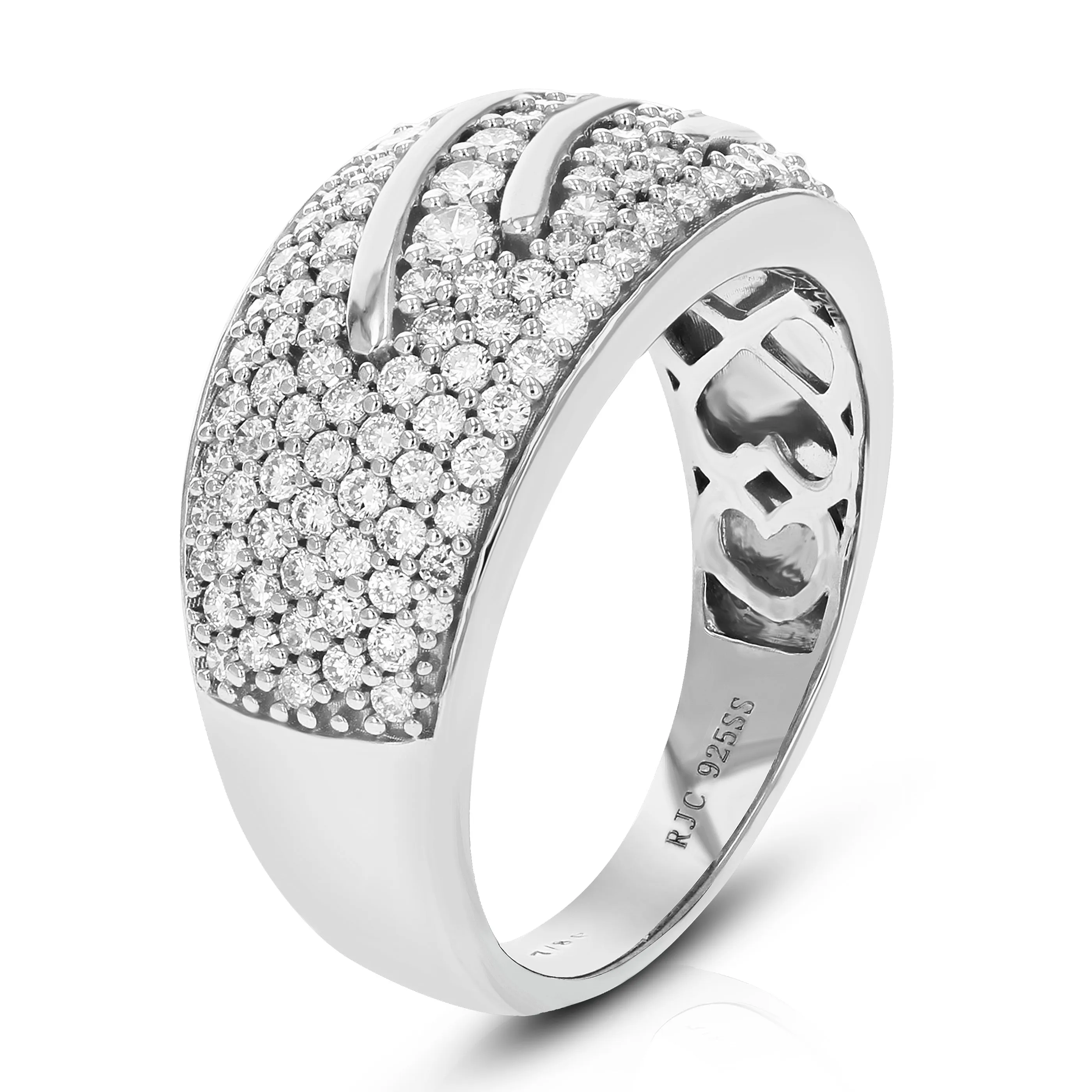 7/8 cttw Lab Grown Diamond Fashion Wedding Band Sterling Silver
