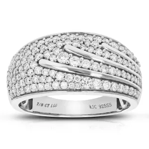 7/8 cttw Lab Grown Diamond Fashion Wedding Band Sterling Silver