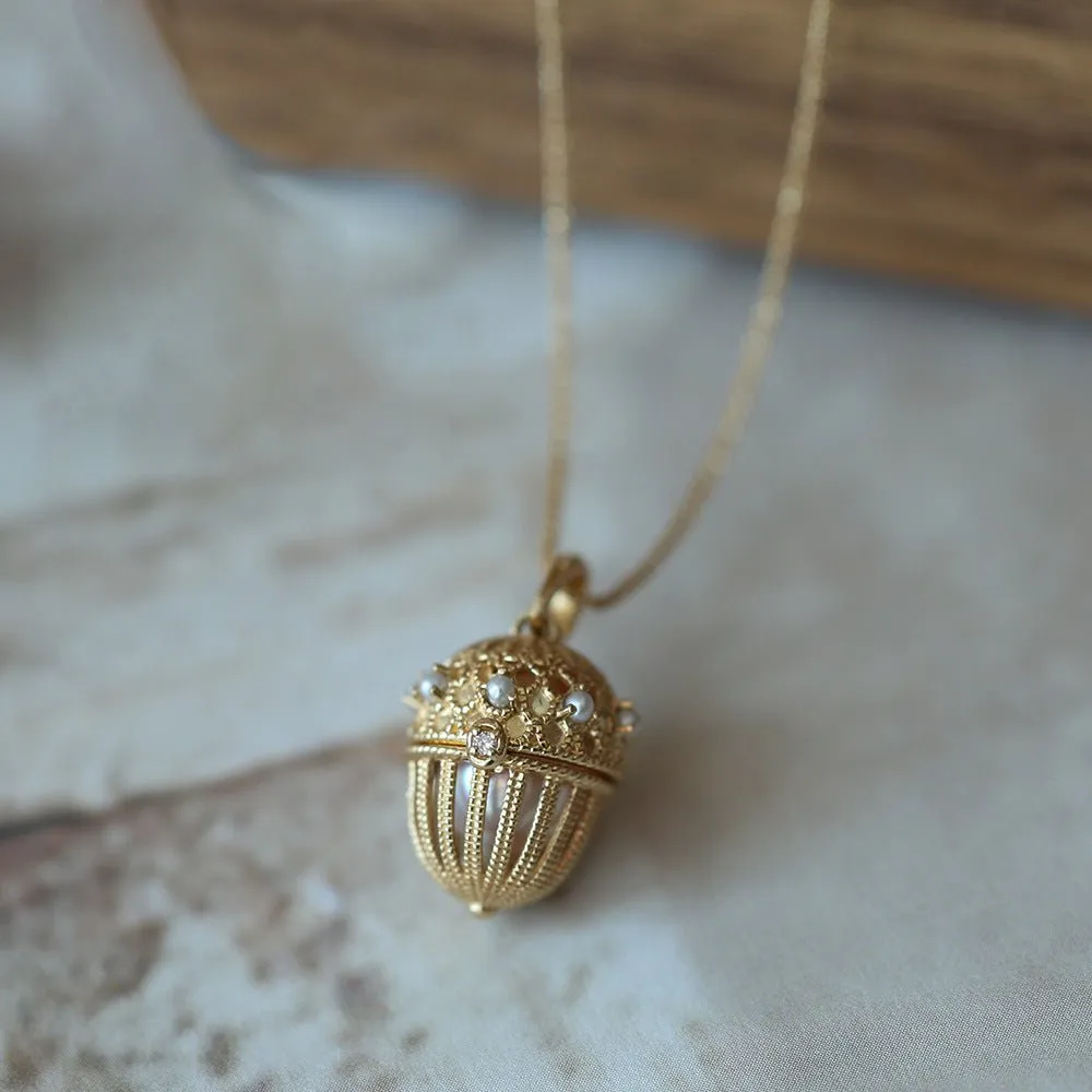 Acorn Locket Necklace (Solid Silver)