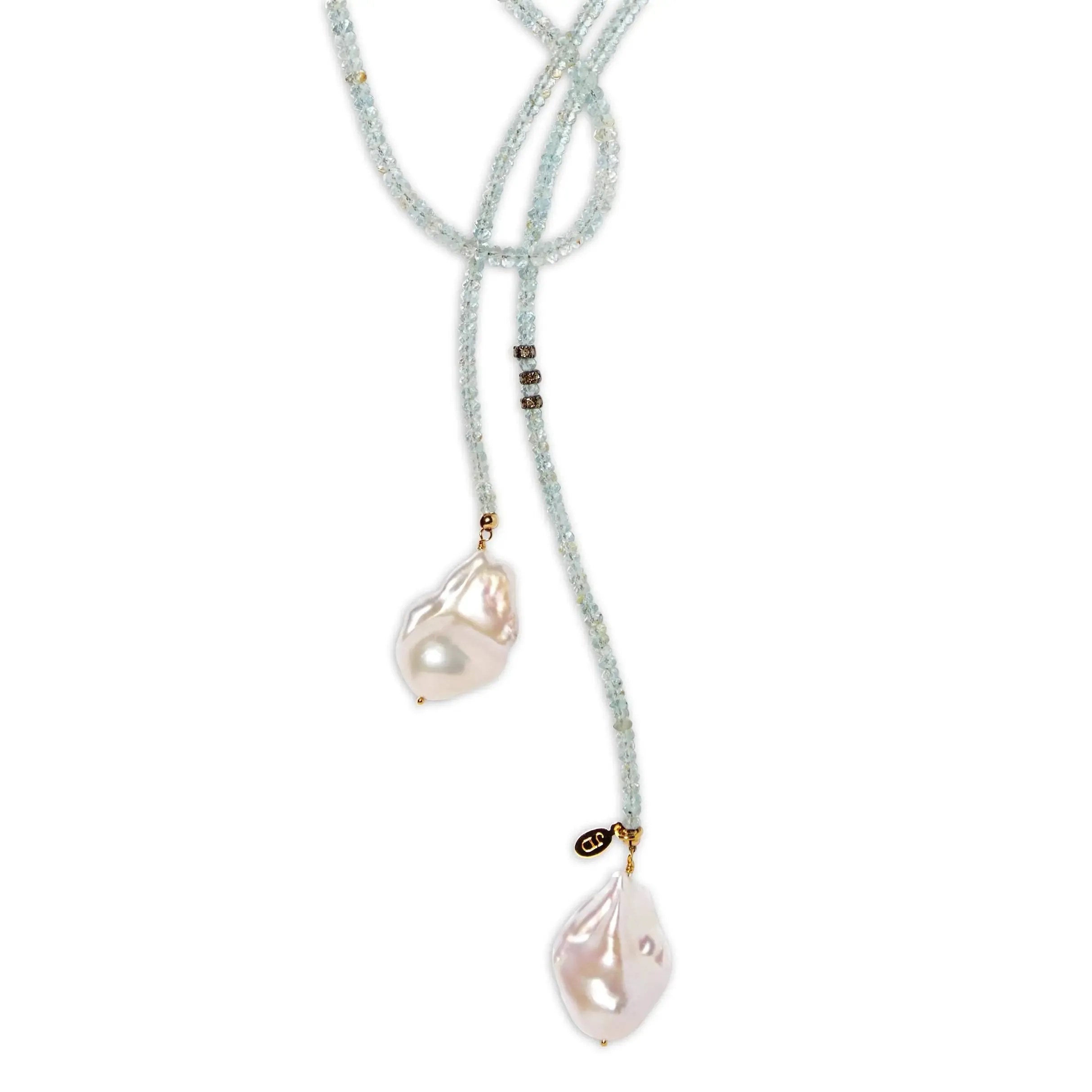 Aquamarine Classic Gemstone Lariat w/ Diamond Accent